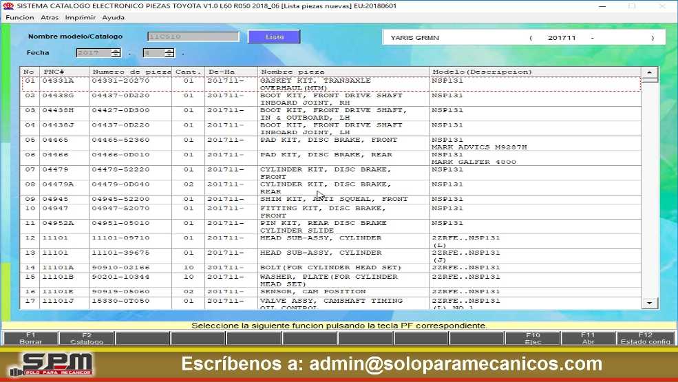 Catalogo de piezas TOYOTA EPC Listado de Piezas Catalogo de piezas TOYOTA EPC Listado de Piezas